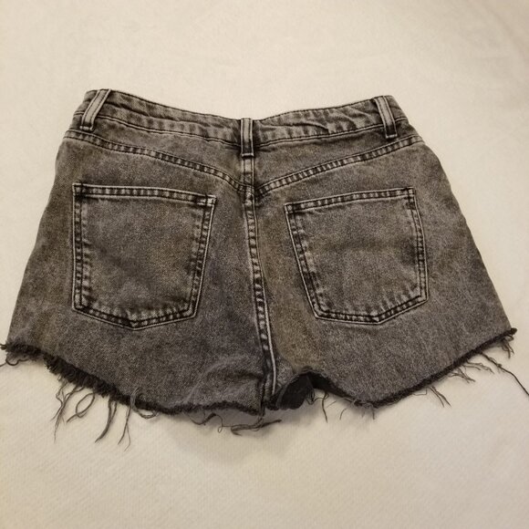 Topshop W28 Cut Off Distressed Black/Grey Denim Shorts High Waisted Women Jorts - Picture 2 of 8